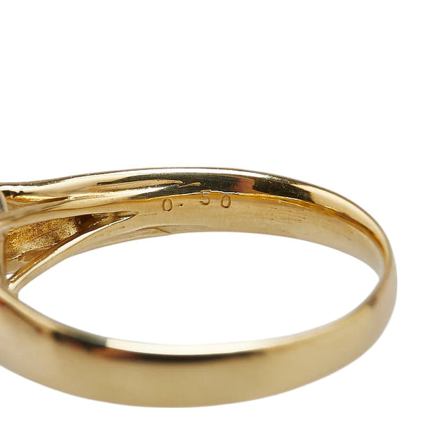 K18YG イエローゴールド ダイヤ0.50ct リング 指輪 レディース 15号 【中古】