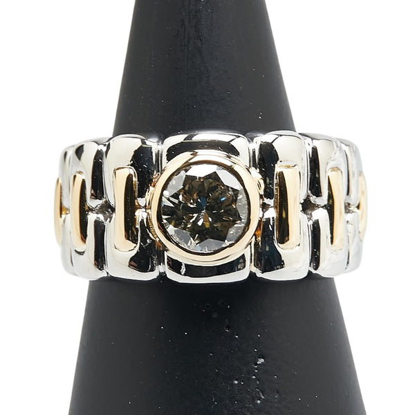 Pt900 プラチナ K18YG イエローゴールド コンビ ダイヤ1.39ct リング 指輪 メンズ 17号 【中古】