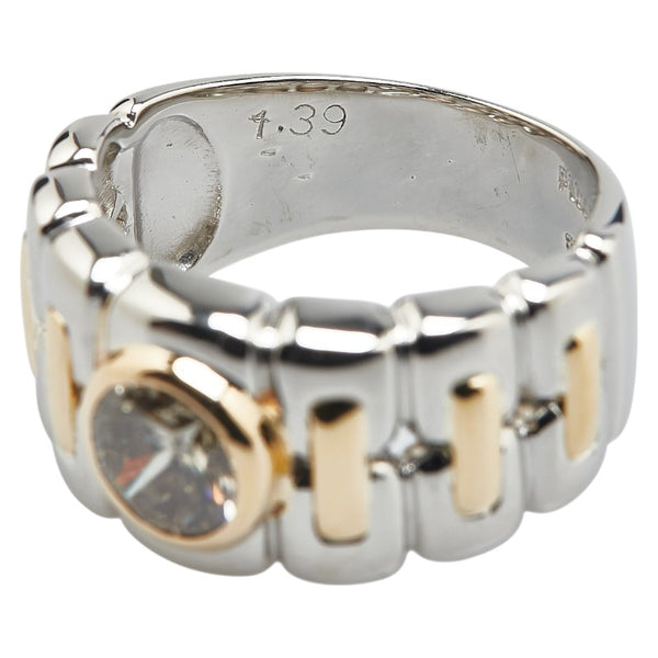 Pt900 プラチナ K18YG イエローゴールド コンビ ダイヤ1.39ct リング 指輪 メンズ 17号 【中古】
