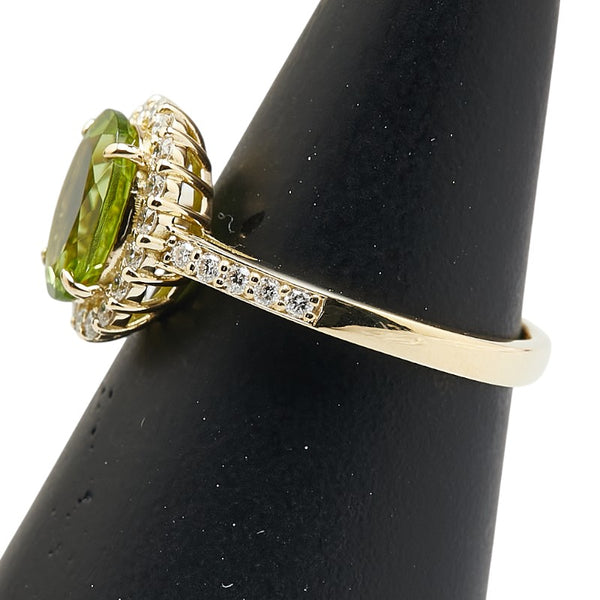 グリーン K18YG イエローゴールド ペリドット1.92ct ダイヤ0.37ct リング 指輪 レディース 13号 【中古】