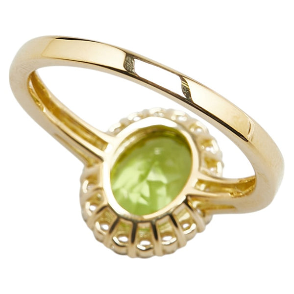 グリーン K18YG イエローゴールド ペリドット1.92ct ダイヤ0.37ct リング 指輪 レディース 13号 【中古】