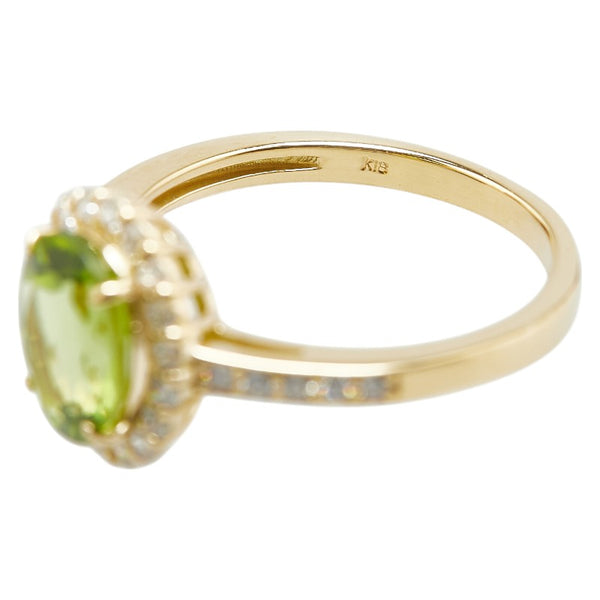 グリーン K18YG イエローゴールド ペリドット1.92ct ダイヤ0.37ct リング 指輪 レディース 13号 【中古】