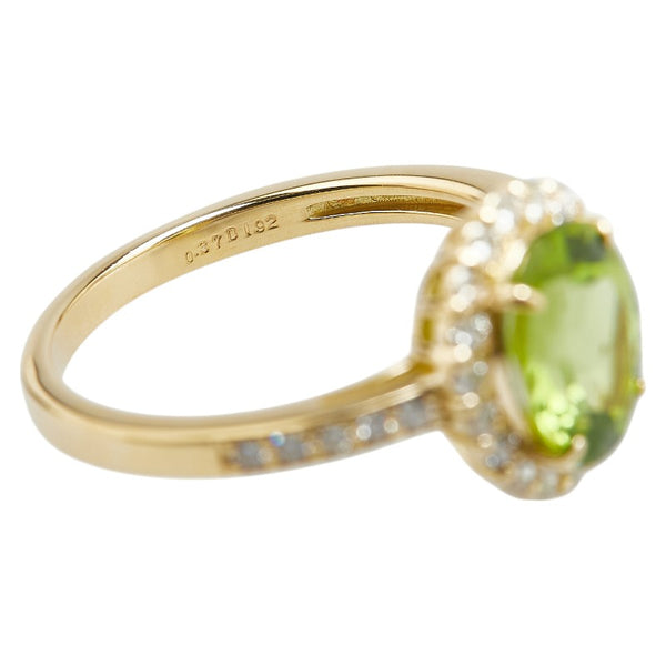 グリーン K18YG イエローゴールド ペリドット1.92ct ダイヤ0.37ct リング 指輪 レディース 13号 【中古】