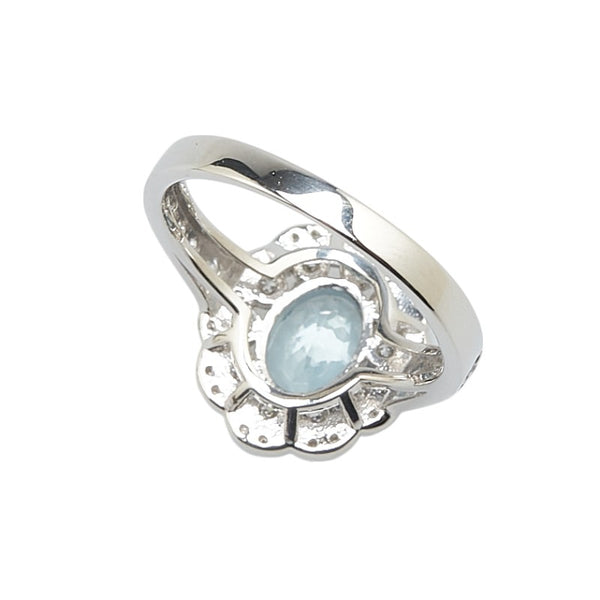 Pt900 プラチナ アクアマリン0.95ct ダイヤ0.75ct リング 指輪 レディース 13号 【中古】