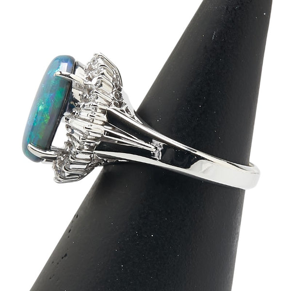 Pt900 プラチナ ブラックオパール2.16ct ダイヤ0.47ct リング 指輪 レディース 10号 【中古】