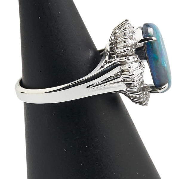 Pt900 プラチナ ブラックオパール2.16ct ダイヤ0.47ct リング 指輪 レディース 10号 【中古】