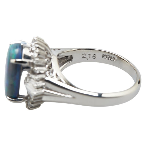 Pt900 プラチナ ブラックオパール2.16ct ダイヤ0.47ct リング 指輪 レディース 10号 【中古】