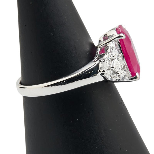レッド K18WG ホワイトゴールド ルビー3.428ct ダイヤ0.70ct リング 指輪 レディース 13号 【中古】
