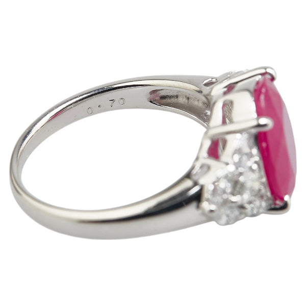 レッド K18WG ホワイトゴールド ルビー3.428ct ダイヤ0.70ct リング 指輪 レディース 13号 【中古】