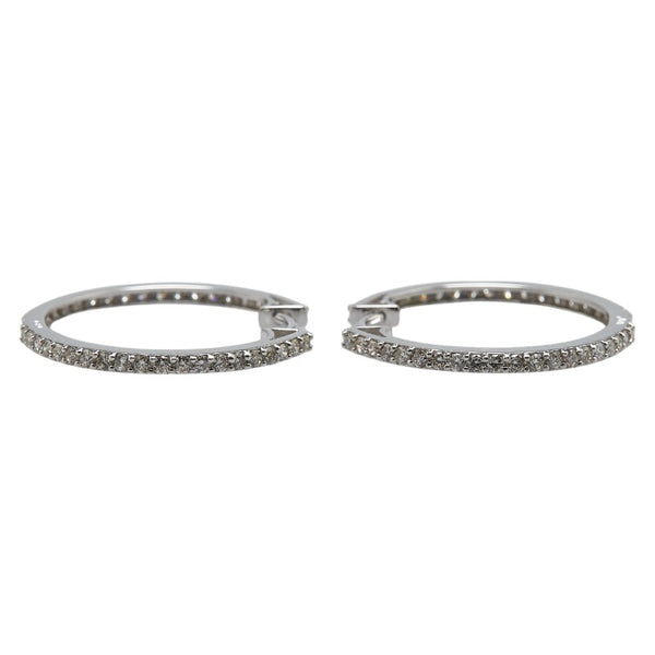 K18WG ホワイトゴールド ダイヤ1.00ct フープピアス レディース 【中古】