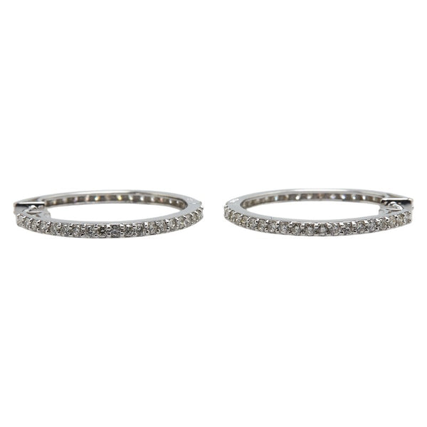 K18WG ホワイトゴールド ダイヤ1.00ct フープピアス レディース 【中古】