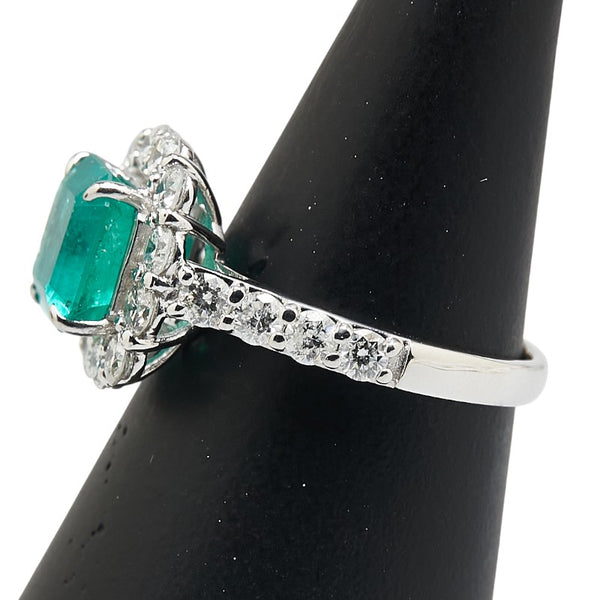 グリーン Pt950 プラチナ エメラルド2.432ct ダイヤ1.39ct リング 指輪 レディース 12号 【中古】