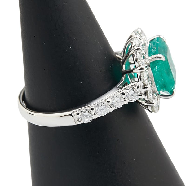 グリーン Pt950 プラチナ エメラルド2.432ct ダイヤ1.39ct リング 指輪 レディース 12号 【中古】