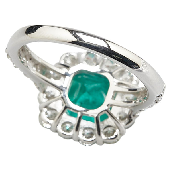 グリーン Pt950 プラチナ エメラルド2.432ct ダイヤ1.39ct リング 指輪 レディース 12号 【中古】