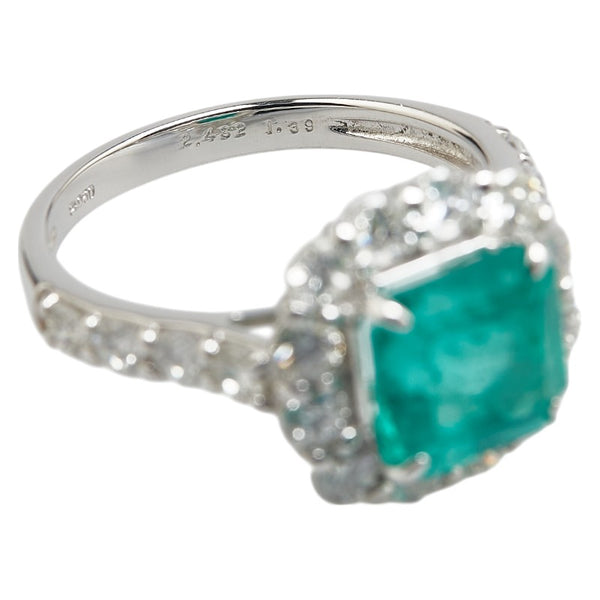 グリーン Pt950 プラチナ エメラルド2.432ct ダイヤ1.39ct リング 指輪 レディース 12号 【中古】