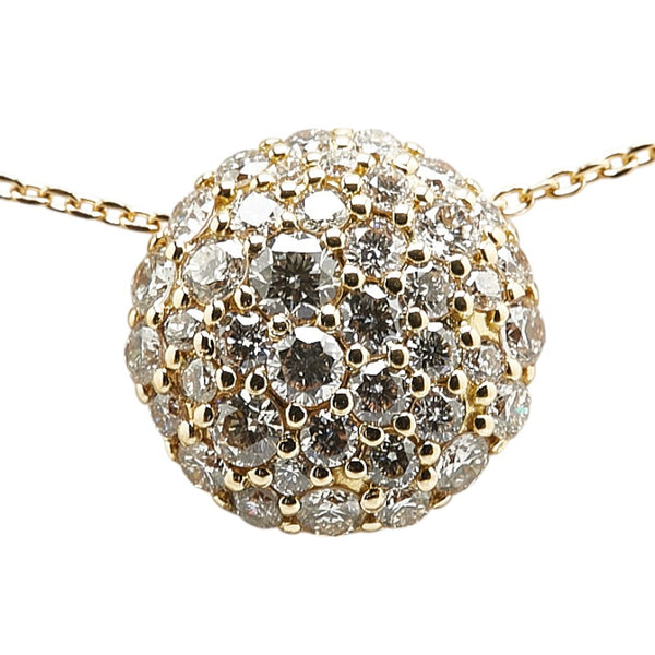 K18YG イエローゴールド ダイヤ0.75ct パヴェ ペンダントネックレス レディース 【中古】