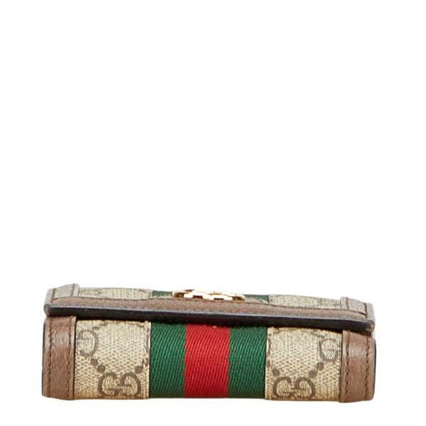 グッチ GGスプリーム オフィディア 三つ折り財布 523174 ベージュ ブラウン PVC レザー レディース GUCCI 【中古】