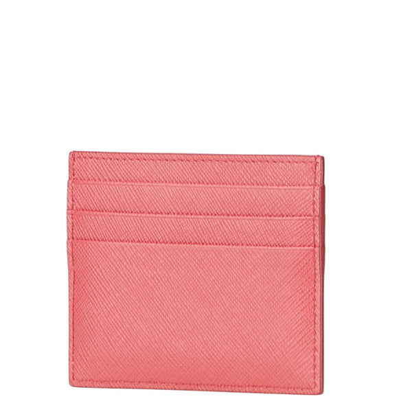 プラダ ロゴ カードケース ピンク レザー レディース PRADA 【中古】