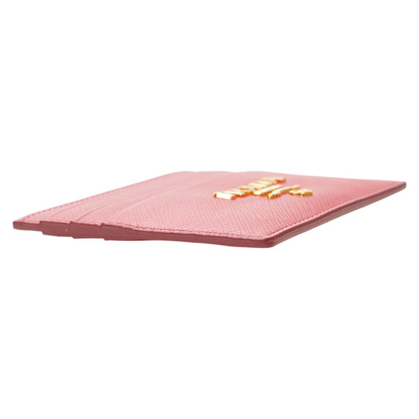 プラダ ロゴ カードケース ピンク レザー レディース PRADA 【中古】