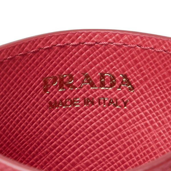 プラダ ロゴ カードケース ピンク レザー レディース PRADA 【中古】