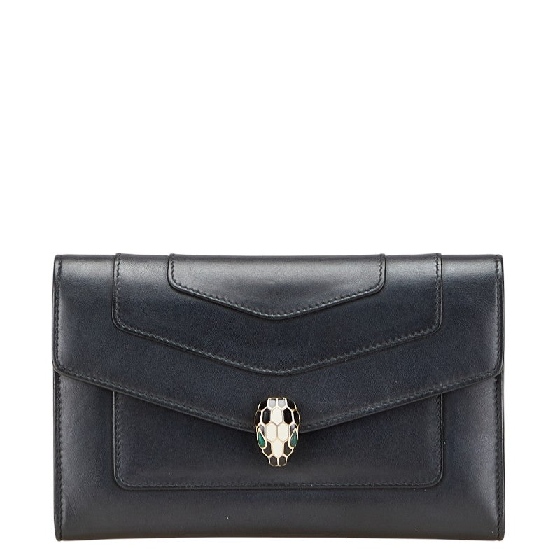 ブルガリ セルペンティ 長財布 ブラック レザー レディース BVLGARI 【中古】
