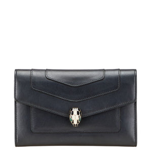 ブルガリ セルペンティ 長財布 ブラック レザー レディース BVLGARI 【中古】