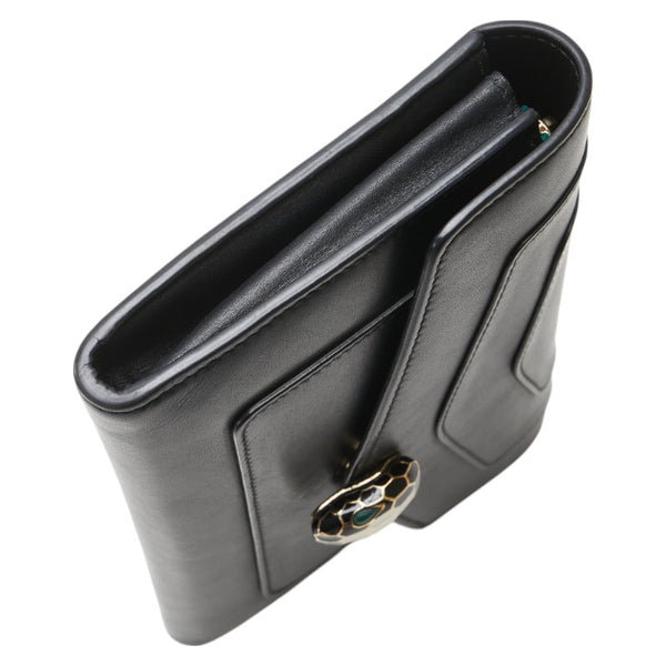 ブルガリ セルペンティ 長財布 ブラック レザー レディース BVLGARI 【中古】