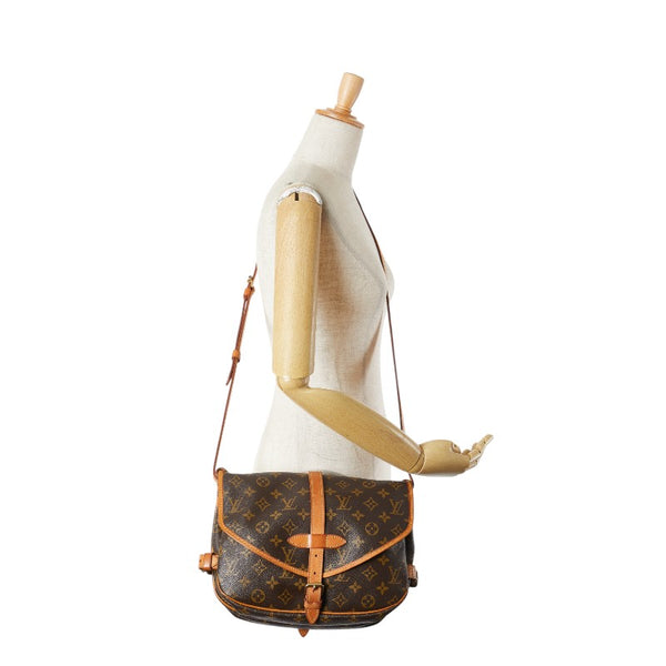 ルイ ヴィトン モノグラム ソミュール30 斜め掛け ショルダーバッグ M42256 ブラウン PVC レザー レディース LOUIS VUITTON 【中古】
