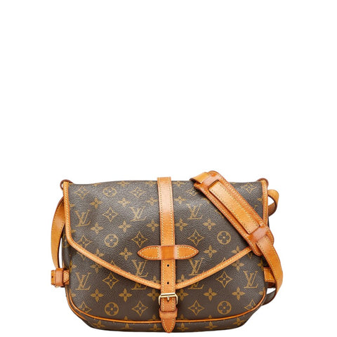 ルイ ヴィトン モノグラム ソミュール30 斜め掛け ショルダーバッグ M42256 ブラウン PVC レザー レディース LOUIS VUITTON 【中古】