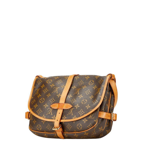 ルイ ヴィトン モノグラム ソミュール30 斜め掛け ショルダーバッグ M42256 ブラウン PVC レザー レディース LOUIS VUITTON 【中古】