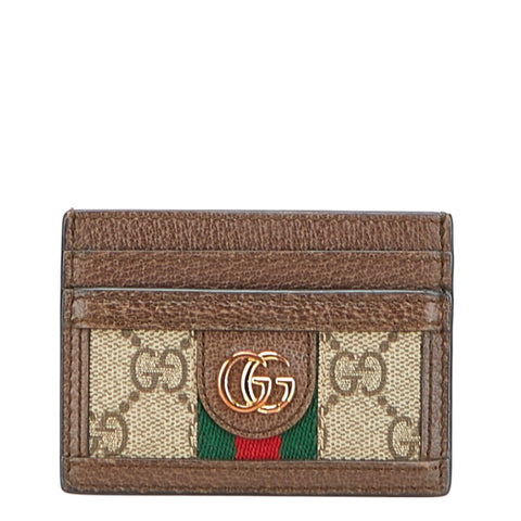 グッチ GGスプリーム オフィディア カードケース 523159 ベージュ ブラウン PVC レザー レディース GUCCI 【中古】