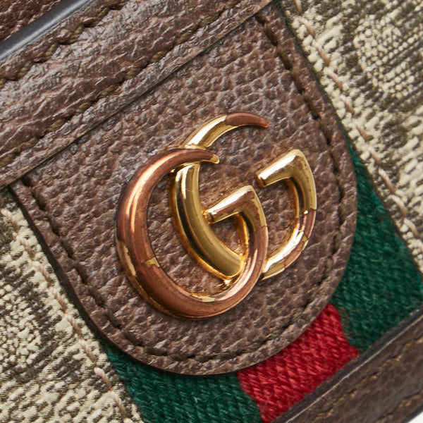 グッチ GGスプリーム オフィディア カードケース 523159 ベージュ ブラウン PVC レザー レディース GUCCI 【中古】
