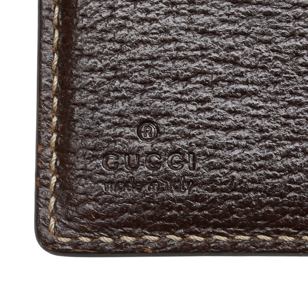 グッチ GGキャンバス 二つ折り財布 154117 ベージュ ブラウン キャンバス レザー レディース GUCCI 【中古】