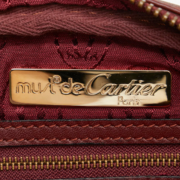 カルティエ マストライン ショルダーバッグ ワインレッド ボルドー レザー レディース CARTIER 【中古】