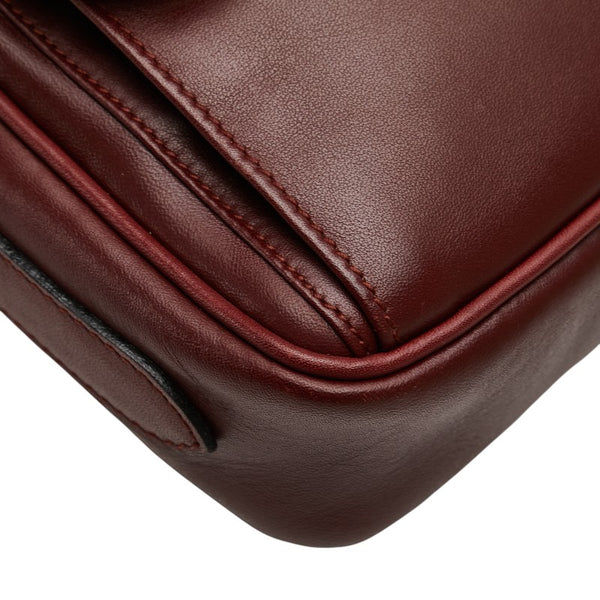 カルティエ マストライン ショルダーバッグ ワインレッド ボルドー レザー レディース CARTIER 【中古】