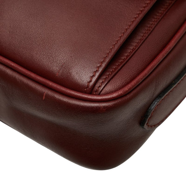 カルティエ マストライン ショルダーバッグ ワインレッド ボルドー レザー レディース CARTIER 【中古】