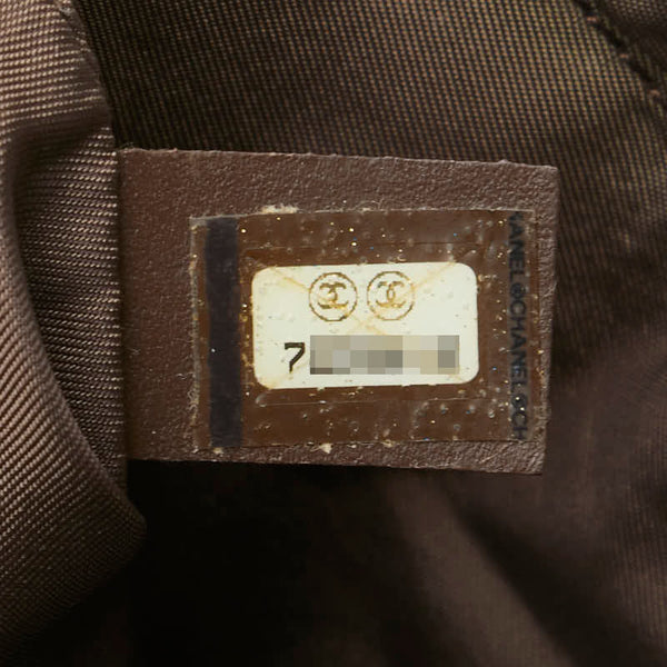 シャネル ニュートラベルライン ココマーク ポーチ カーキ ブラウン キャンバス レザー レディース CHANEL 【中古】
