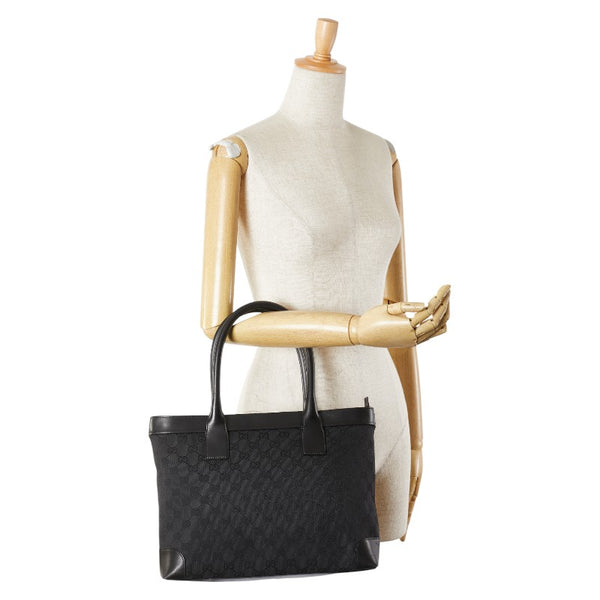グッチ GGキャンバス ハンドバッグ 33890 ブラック キャンバス レザー レディース GUCCI 【中古】