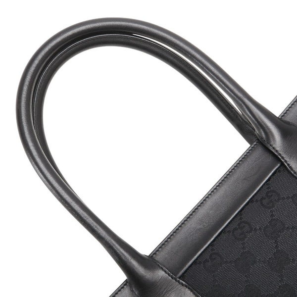 グッチ GGキャンバス ハンドバッグ 33890 ブラック キャンバス レザー レディース GUCCI 【中古】