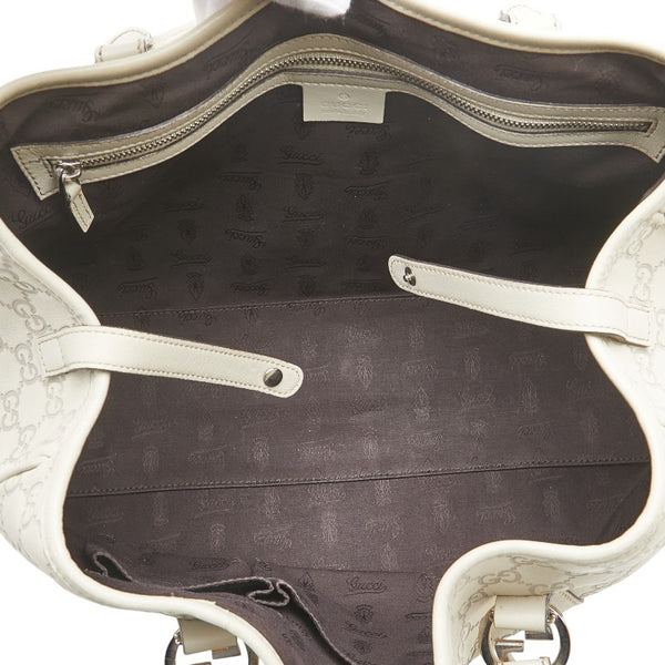 グッチ グッチシマ GGツインズ トートバッグ ショルダーバッグ 232957 アイボリー グレー レザー レディース GUCCI 【中古】
