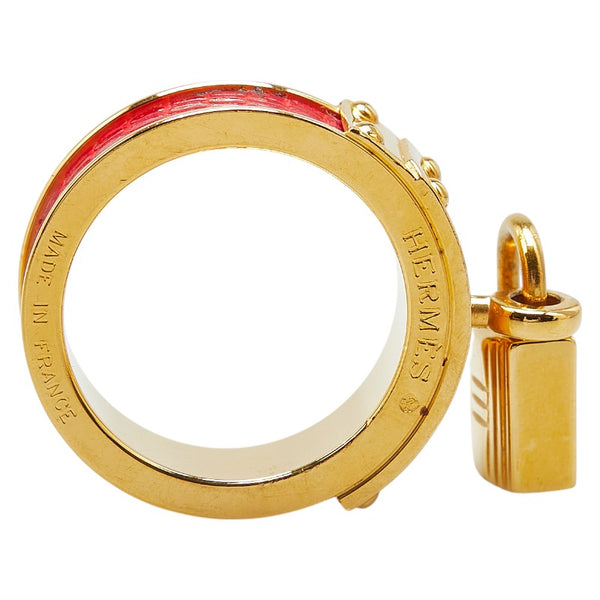 エルメス ケリー カデナ モチーフ スカーフリング ゴールド レッド メッキ リザード レディース HERMES 【中古】