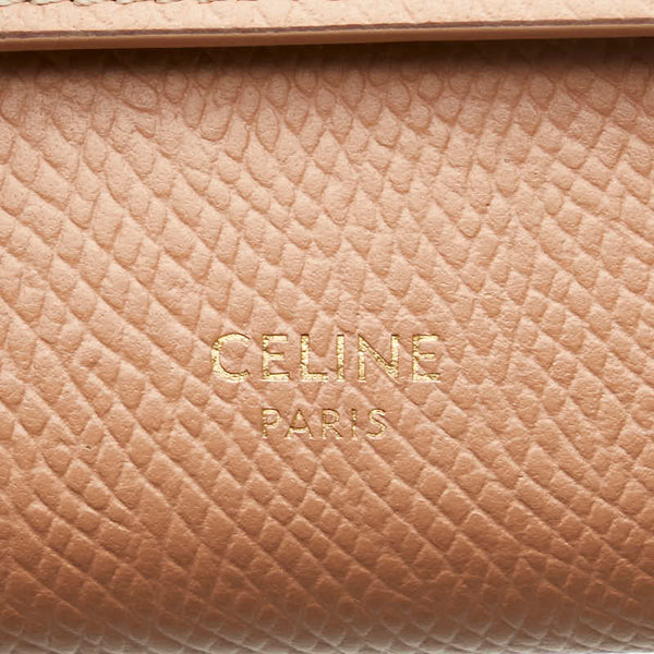 セリーヌ スモール トリフォールドウォレット 三つ折り財布 ベージュ レザー レディース CELINE 【中古】