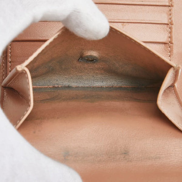 セリーヌ スモール トリフォールドウォレット 三つ折り財布 ベージュ レザー レディース CELINE 【中古】