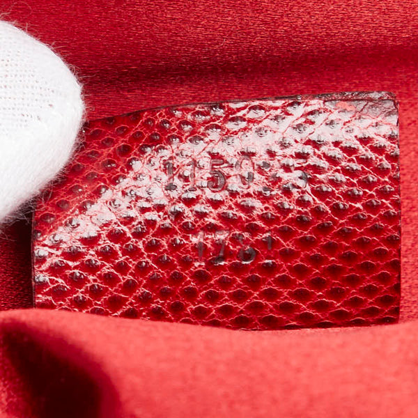 グッチ インターロッキングG ミニ ハンドバッグ レッド サテン レザー レディース GUCCI 【中古】