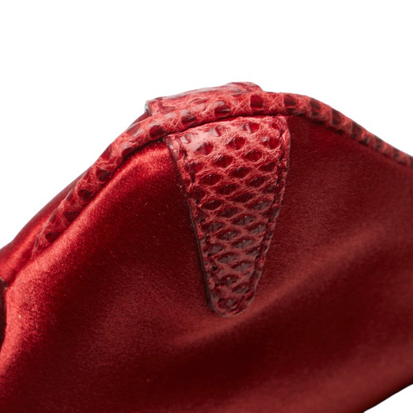 グッチ インターロッキングG ミニ ハンドバッグ レッド サテン レザー レディース GUCCI 【中古】