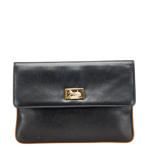 セリーヌ 馬車金具 クラッチバッグ セカンドバッグ ブラック レザー メンズ CELINE 【中古】