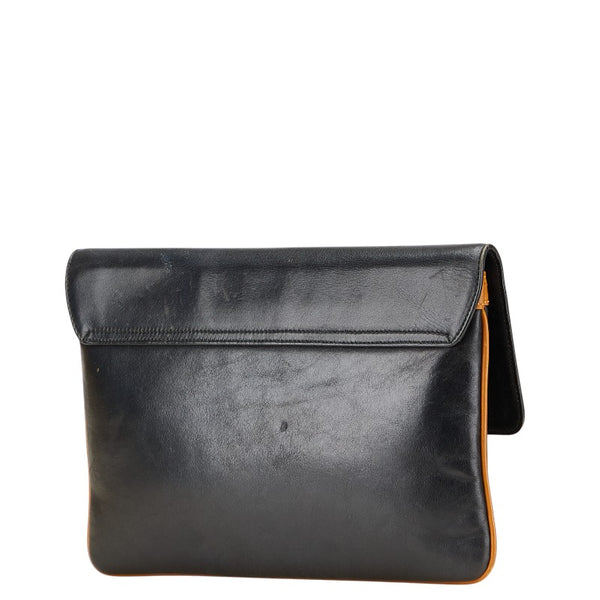 セリーヌ 馬車金具 クラッチバッグ セカンドバッグ ブラック レザー メンズ CELINE 【中古】