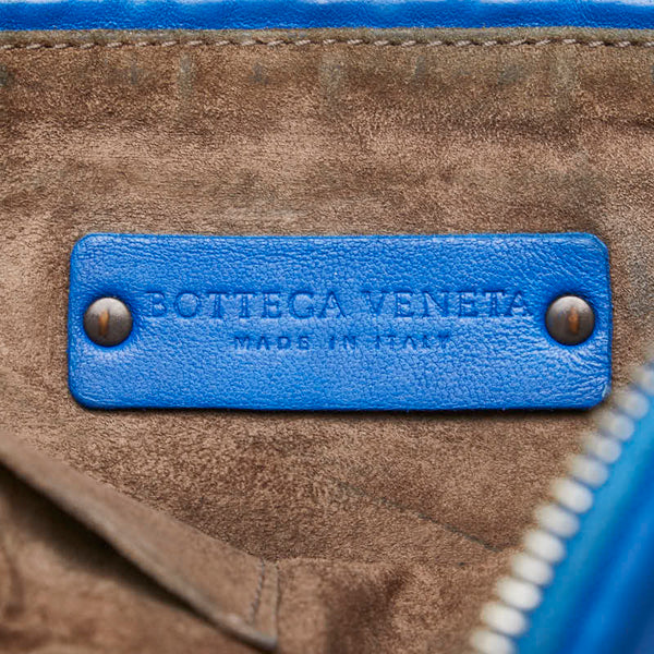 ボッテガヴェネタ イントレチャート 斜め掛け ショルダーバッグ ブルー レザー レディース BOTTEGAVENETA 【中古】