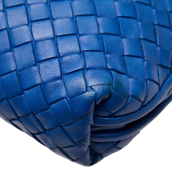 ボッテガヴェネタ イントレチャート 斜め掛け ショルダーバッグ ブルー レザー レディース BOTTEGAVENETA 【中古】