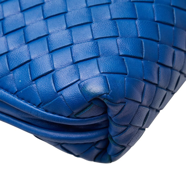 ボッテガヴェネタ イントレチャート 斜め掛け ショルダーバッグ ブルー レザー レディース BOTTEGAVENETA 【中古】